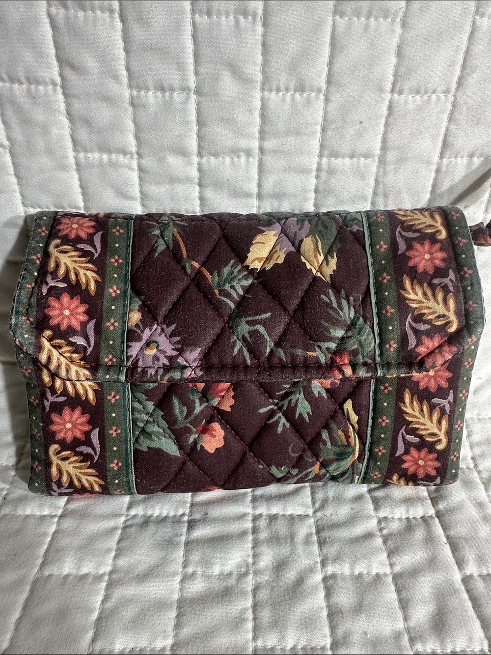Vera Bradley quilted wallet retired 1994 Wildwood floral pattern Hook & Loop
